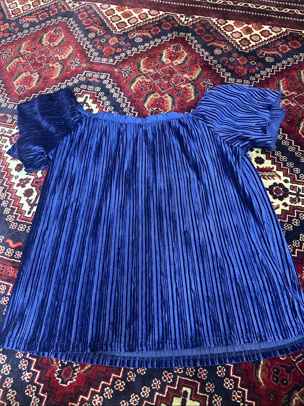 Sanctuary Royal Blue Pleated Off-Shoulder Blouse